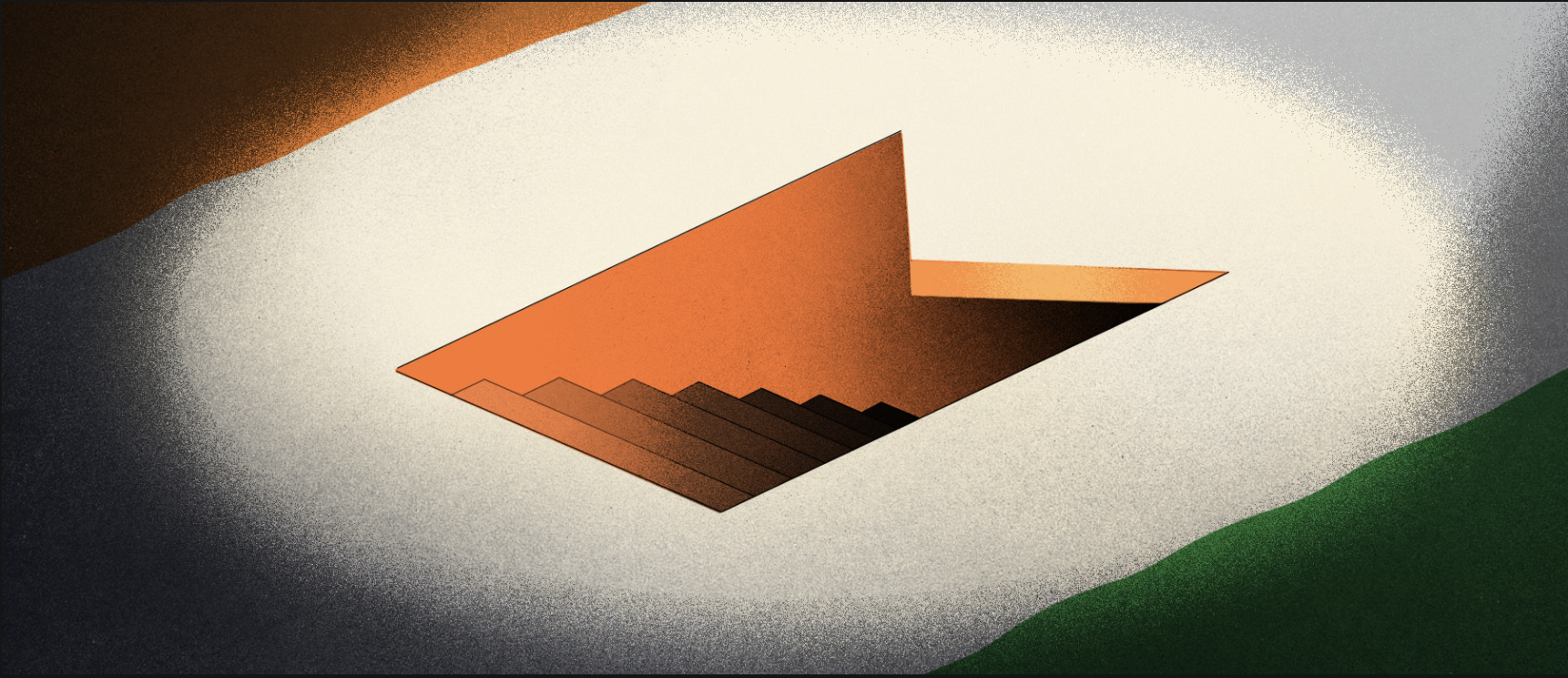 Abstract geometric illustration of steps and a descending shape