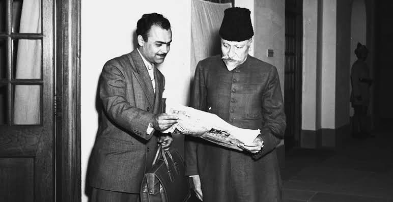 Maulana Abul Kalam Azad with an associate